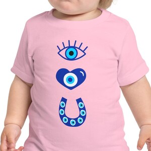 Evil Eye Baby Tee Sleepy Eye Pattern Kids Shirt | I Love You Baby Tee | Adorable Evil Eye Kids Shirt | Unique Baby Gift Idea for Arab Child