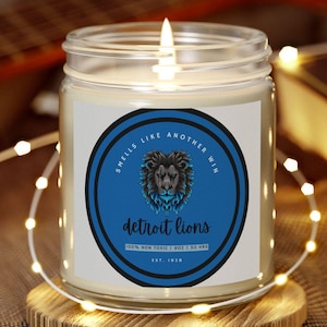 Detroit Candle Smells Like a Lions Win Game Day Decor & NFL Fan Gift Perfect Football Gift for Him Dad or Lion Fan, Man Cave Candle