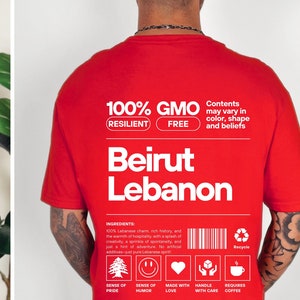 Beirut Lebanon T-shirt | Lebanese Ingredients Shirt | Unisex Liban Arabic Shirt | Perfect Gift for Lebanon Lovers | Cedar Tree Streetwear