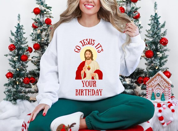 Vai Ges�, � il tuo compleanno, maglione religioso natalizio girocollo,  maglietta Buon Natale Ges�, maglione cristiano, felpa natalizia originale -  Etsy Italia