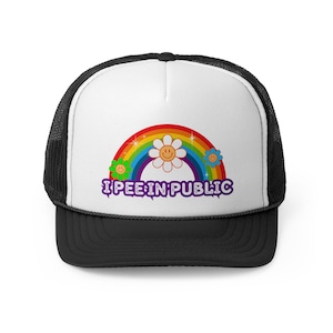 I Pee in Public Funny Mom Hat Retro Trucker Hat Offensive Adult Humor Gift Sassy Sarcastic Trucker Hat for New Moms Custom Hat Gag Gift