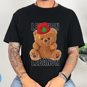 Lebanon Teddy Bear Shirt | Cute Lebanese Graphic Tee | Gift for Lebanon Lovers | Adorable Lebanon Text T-Shirt | Lebanon Souvenir Shirt