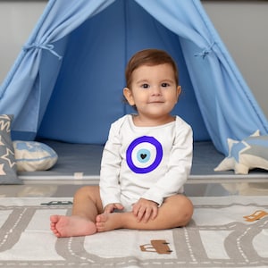 Long Sleeve Evil Eye Baby Onesie Newborn Bodysuit Infant Outfit Gift Cute Spiritual Protection Baby Shower Gift Muslim Arabic Baby Clothes