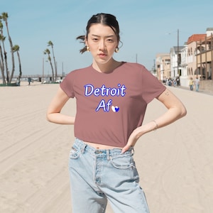 Detroit AF Shirt | Michigan Top | Detroit City Shirts | Detroit Gift | Michigan Souvenir | Travel Lover Women&#39;s Cropped Tee | Motown Shirt