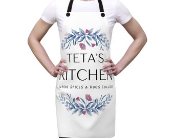 Delantal árabe / Delantal de cocina de Teta / Regalo de Teta para abuela árabe / Delantal bonito para abuela árabe / Regalo del Día de la Madre / Delantal para hornear y cocinar