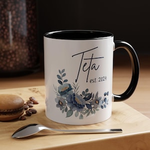 Teta EST 2024 Coffee Mug | Arabic Grandmother Gift, Pregnancy Reveal | Teta Coffee Cup Baby Announcement Eid Christmas, New Grandma Mug