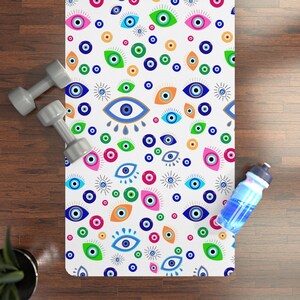 Colorful Eye Chakra Yoga Mat, Meditative Exercise Mat, Unique Fitness Gift, Eco-Friendly Yoga Mat, Home Workout Accessory