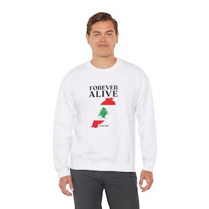 Sweat-shirt contour du Liban | Pull Forever Alive Design | Chemise hommage de 10 452 km2 | Cadeau patriotique de vêtements de la fierté libanaise pour les Libanais