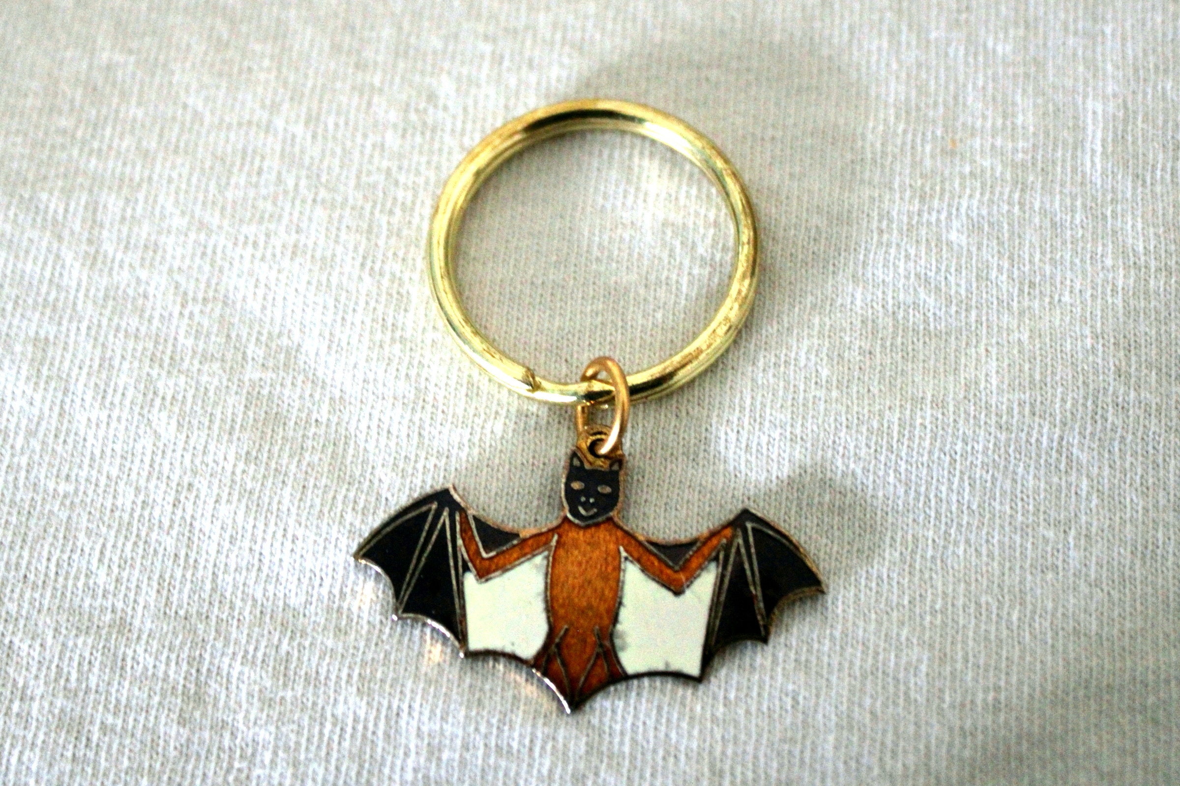 Flying Bat Keychainenamelcavescavernscavercavingspeleology