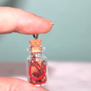 Mini Curio/Spell Bottle with Rowan Berries and Twigs-Protection Amulet-Micromini potion-intention bottle-Rowen-Sorbus hybrida