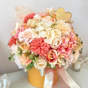 Orange artificial Flower arrangement, Luxury Flower Box, Mothers Day Gift, Anniversary gift, Birthday Gift, Elegant Home Decor, Gift for her