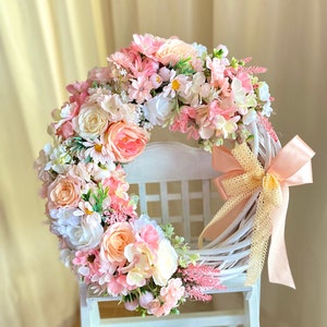 Flower wreath Wedding floral arrangement Front door floral wreath Door wreath Colorful wreath Unique wreath Gift Birthday Spring wreath