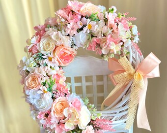 Ghirlanda di fiori Composizioni floreali per matrimonio Corona floreale per porta d'ingresso Corona per porta Corona colorata Corona unica Regalo Compleanno Corona primaverile