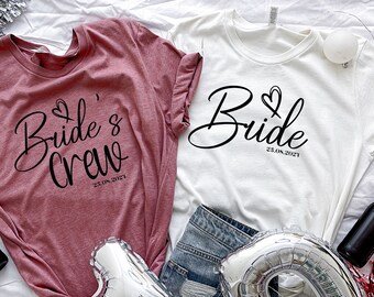 Frau JGA Braut & Crew einfache und moderne T Shirts, Braut T Shirt, Hochzeitsgeschenk für Bräute, Braut Pullover, Verlobung