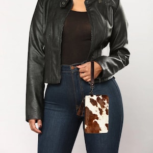 Echte Rindsleder Clutch aus echtem Leder handgefertigt Handgelenk, Reißverschluss und Quaste Clutch, Pelz Geldbörse Brieftasche, Handtasche, Organizer für Frauen