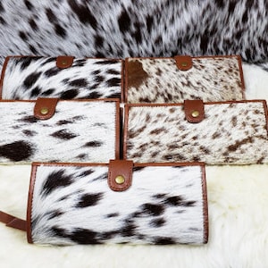 Carteras delgadas plegables de piel de vaca de moda hechas a mano, estuche para tarjetas de crédito, bolso de cuero hermoso y duradero para mujeres, regalos para ella