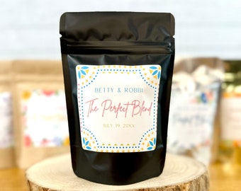 The Perfect Blend Party Favors: Fully Assembled Gifts for Guests with Coffee Included and Custom Printed 3x3 Square High Gloss Labels