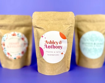 Coffee Party Favors - Customizable Coffee Bags for Weddings, Bridal Showers, Baby Showers, Anniversaries, Corporate Events, and Reunions