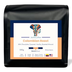 Colombian Coffee - KeithCoffee | Single Origin | Flavor Profile: Milk Chocolate, Caramel, Vanilla, Roasted Almond | Whole Bean or Ground