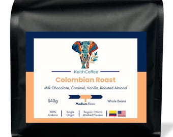 Café colombien KeithCoffee : origine unique, chocolat au lait, caramel