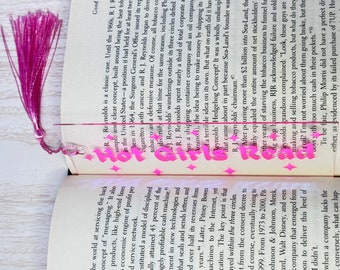 Hot Girls Read Bookmark | Funny Tassel Bookmark for Her | Aesthetic Bookish Gift | Feminist Reader Accessory | Book Lover Gift.