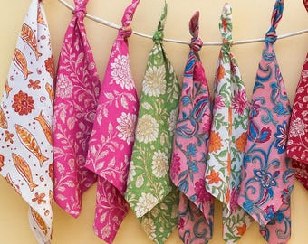 Assorted Napkin Set, Hand Block Printed Napkins, Bohemian Napkin, Mix and Match Cotton Table Napkins, Handmade in India Napkins