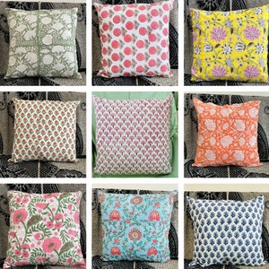 Handblock Printed Cotton Pillow cover, Decorative Pillow cover, Sofa Throw Pillow Bohemian Pillow Cover, Hippie Pillow Cover