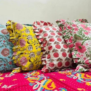 Handblock Printed Cotton Pillow cover Decorative Pillow Cover Bohemian Pillow Cover Sofa Pillow Cover Throw Pillows Large pillows