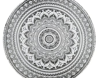 Mantel redondo con forma de mandala india, estilo boho hippie, manta, esterilla de yoga boho, mantel hecho a mano para picnic en la playa