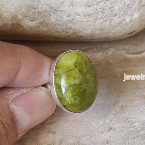 Green Opal Ring, Handmade Ring, Statement Ring, Mother's Day Gift, 925 Sterling Silver Ring, Natural Stone Ring, Dainty Ring, Women Jewelry.