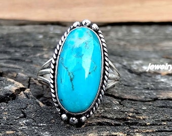 Turquoise Ring, 925 Sterling Silver Ring, Handmade Ring, Bohemian ~ Jewelry ~ Gift For Her ~Gemstone~December Birthstone