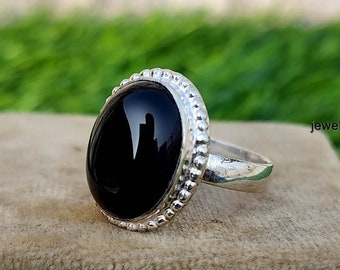 Anillo de ónix negro, anillo de plata de ley 925, anillo hecho a mano, hermoso anillo de regalo, banda de diseñador, anillo de eventos, joyería de ónix, anillo de pulgar de plata