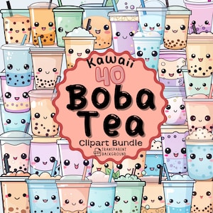 Kawaii boba thee clipart, bubble thee clipart, kawaii png, voedsel clipart, kawaii food Art, bubble melk thee, schattige thee clipart, commercieel gebruik