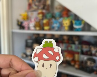 Hongo cansado con rana cansada | Hongo | Rana | Arte kawaii | Arte lindo