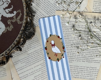 Marcapáginas de ganso adorable | Marcapáginas estilo cottagecore | Diseño de patito fresa | Regalo original para amantes de los libros | Estética acogedora para lectores