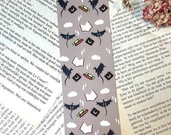 Marcapáginas con diseño de dragón y libro de hechizos | Regalo para lectores de fantasía | Accesorio gótico para libros | Regalo para amantes de la lectura