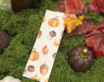 Marcapáginas de otoño | Marcapáginas con seta, calabaza, hojas y bellota