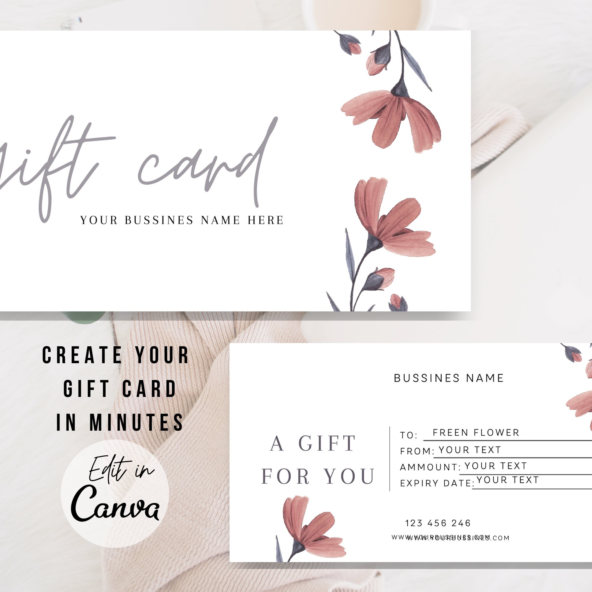 Editable Gift Certificate Template, Modern Gift Certificate, Editable ...