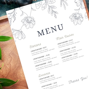 Paquete de plantillas de menú de restaurante moderno, plantilla de menú editable, lista de precios de plantilla de menú editable, menú minimalista, cartel de bienvenida del restaurante