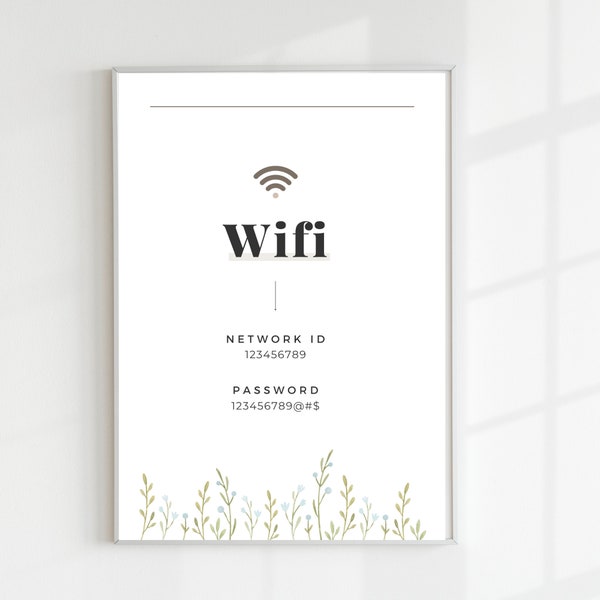 Wifi Password Sign, Printable Wifi PDF, Wifi Template, Airbnb Wifi Sign, Editable Wifi Print, Beach House Wifi, Free Wifi Sign, Wifi