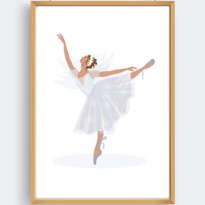 DIGITAL DOWNLOAD Brunette Ballet Dancer (Instant Printable Fashion Illustration Print)