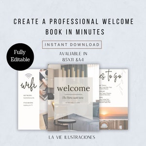 Airbnb Welcome Book Template | Modern Beach House | Airbnb House Guide Canva | Airbnb Guidebook | VRBO Guest Book | Beach Vacation Rental