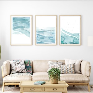 Ocean Waves Prints Set of 3 - Coastal Decor, Beach House Decor, Gallery Wall Set, Aerial Beach Print, Sea Waves Print, Ocean Waves Wall Art