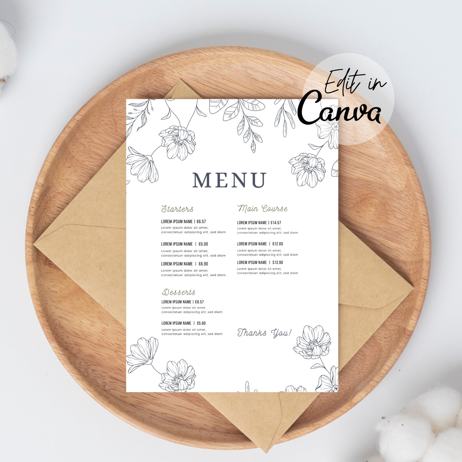 Modern Restaurant Menu Template Bundle, Editable Menu Template ...
