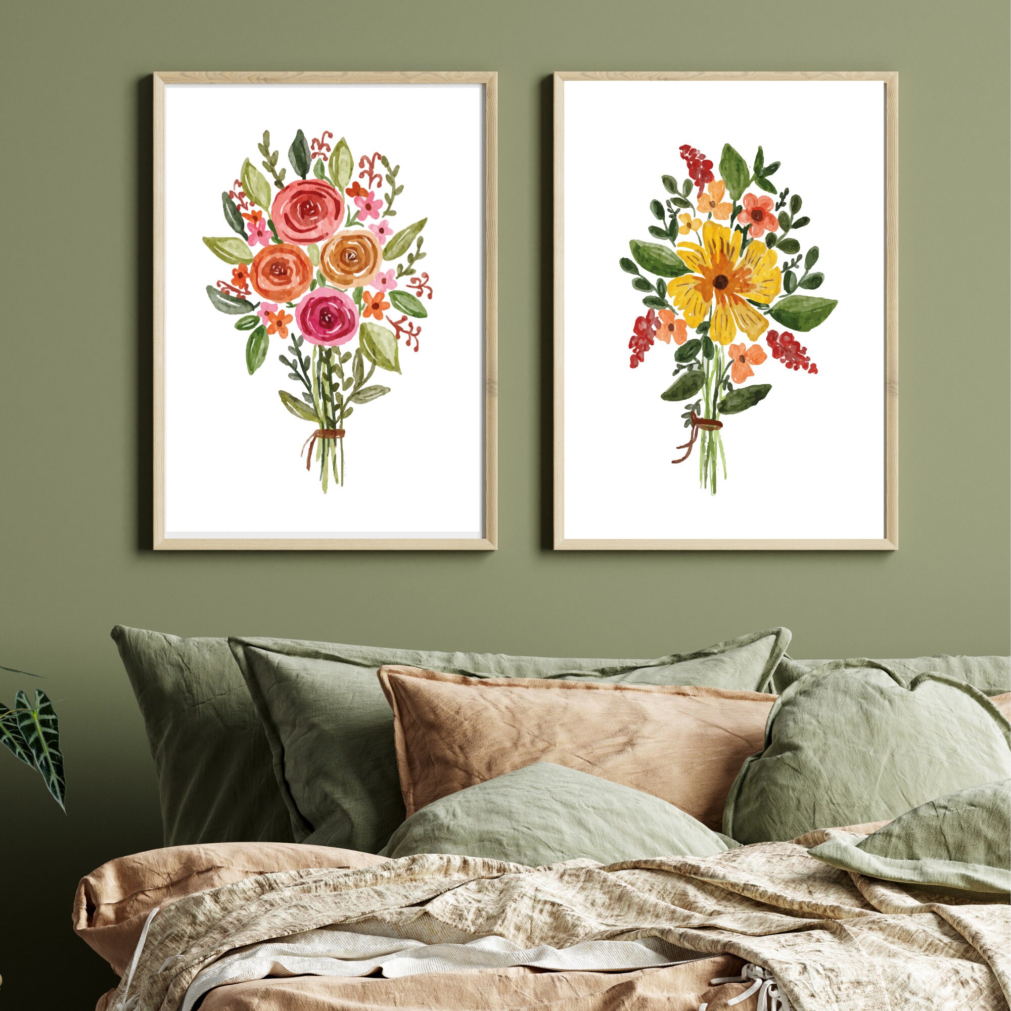 Set of 3 Wildflower Prints - Floral Instant Art - Printable Art - Line ...