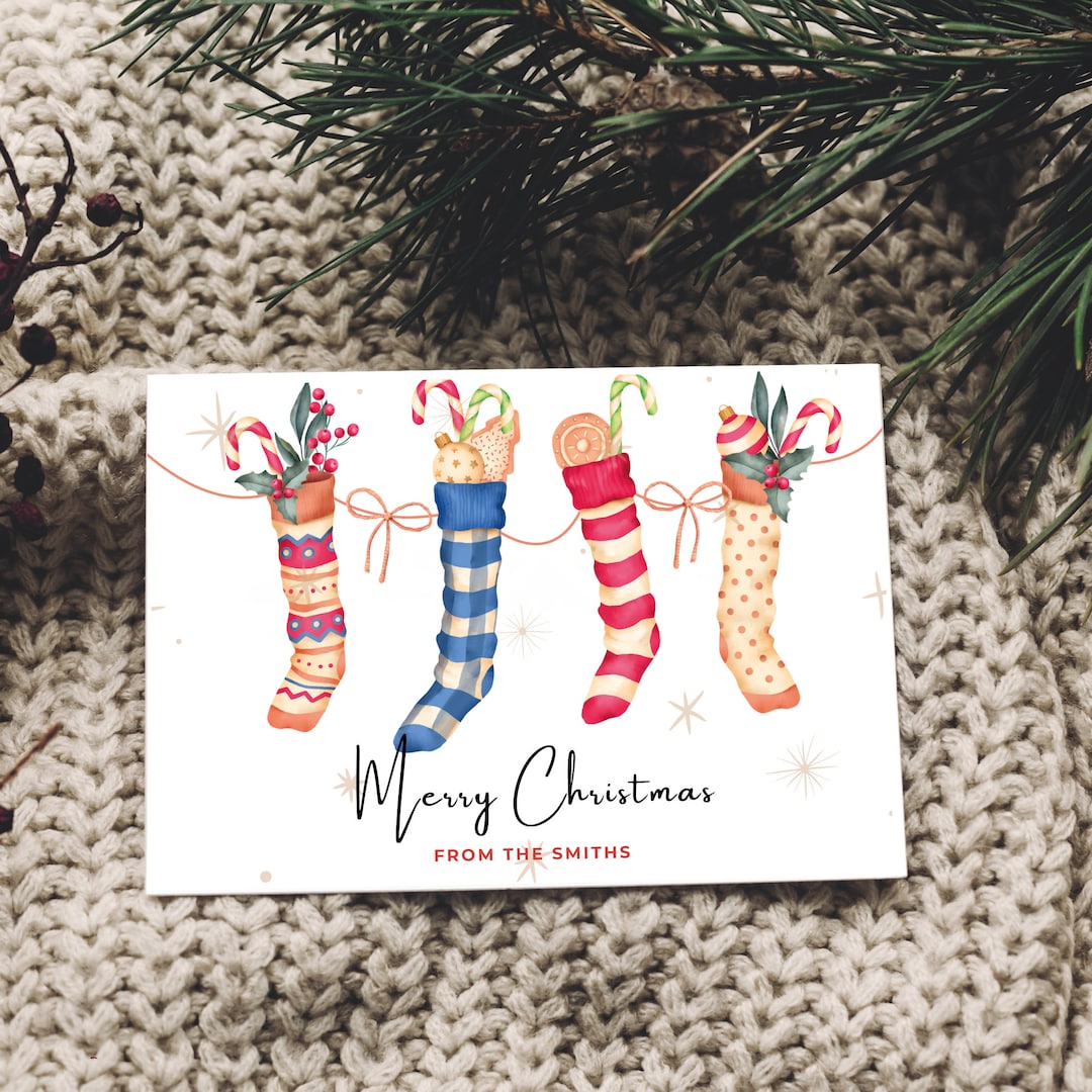 Watercolor Christmas Card Template, Editable Christmas Card, Printable ...