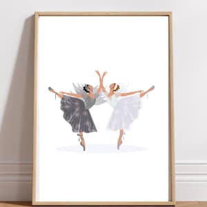 Black and white Swan (Ballerina Fashion Illustration Print)