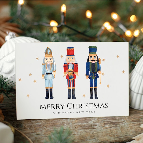 Minimalist Christmas Card Template Canva, Simple Holiday Card Printable, Watercolor Christmas Card Digital Download, Merry Christmas Card