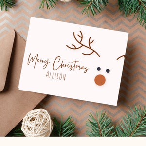 Minimalistische kerstkaartsjabloon Canva, eenvoudige kerstkaart afdrukbaar, aquarel kerstkaart digitale download, vrolijke kerstkaart
