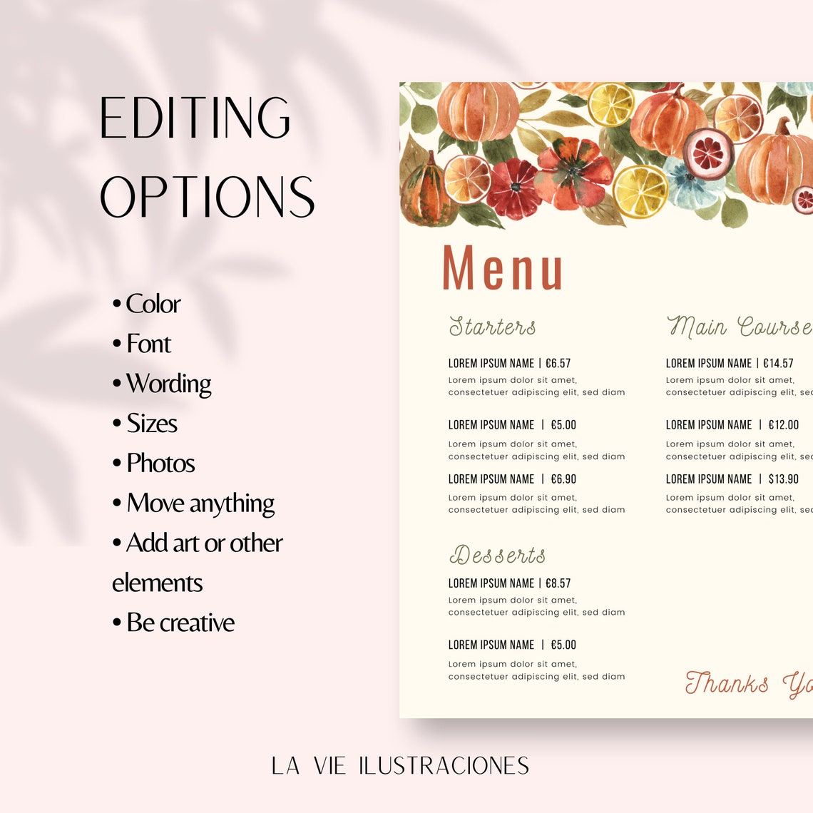Modern Restaurant Menu Template Bundle, Editable Menu Template ...